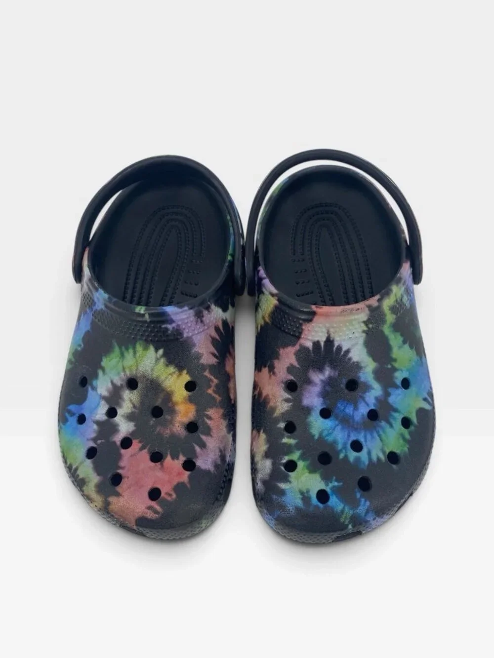 Crocs Classic Tie Dye Bright Rainbow Graphic Clog Youth Size J 2